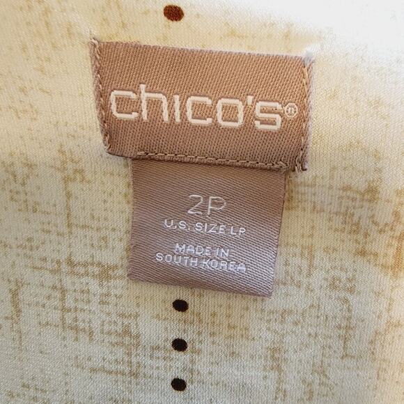 CHICOS GEOMETRIC TEAL BROWN TUNIC SIZE 2P (LARGE) - Picture 5 of 6